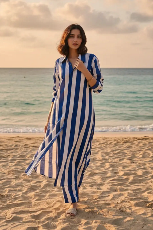 Santorini Stripes Shirt Coord Set