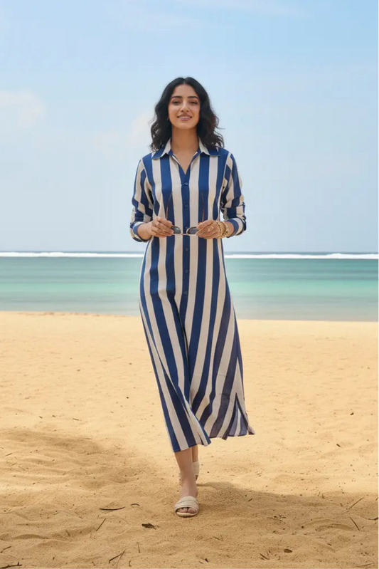 Coastal Stripes Shirt Dress