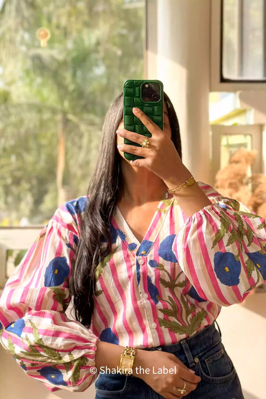 Pink Poppy Statement Shirt, Statement Sleeves Shirt