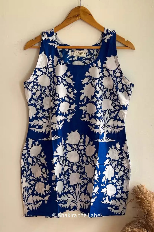 Blue Pure Cotton Short kurta, Casual Kurti, Cotton Kurti