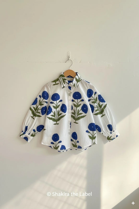 Blue Mughal Poppy Mini Shirt