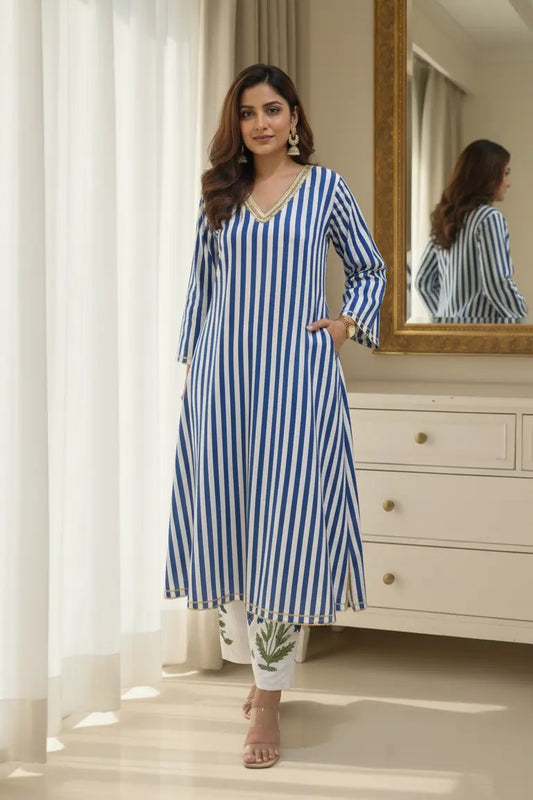 Mughal Blue Kurta Coord Set