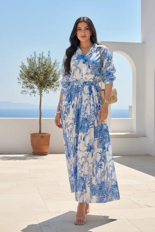 Blue Porcelain Skirt Set