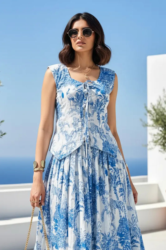 Blue Porcelain Skirt Waist Set