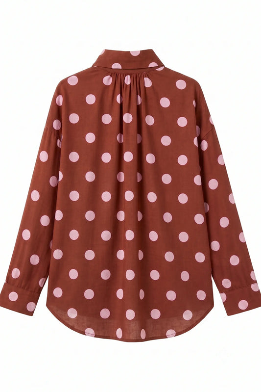 Signature Polka Dot Bow Shirt - Rosewood