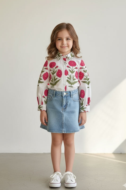 Pink Mughal Poppy Mini Shirt