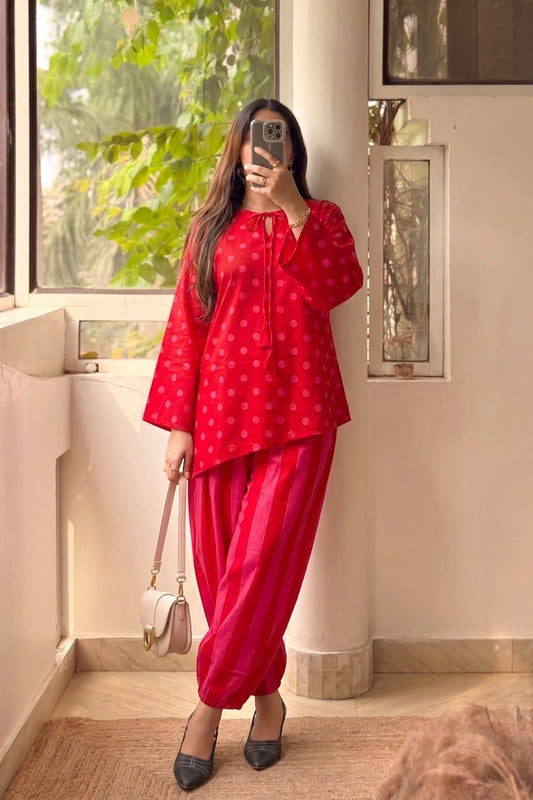 Candy Polka & Stripe Co-ord (With Balloon Trouser)