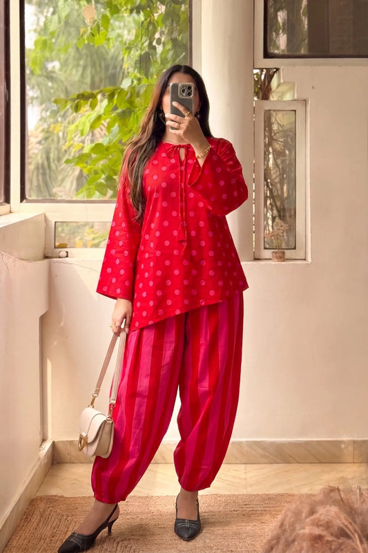 Candy Polka & Stripe Co-ord (With Balloon Trouser)