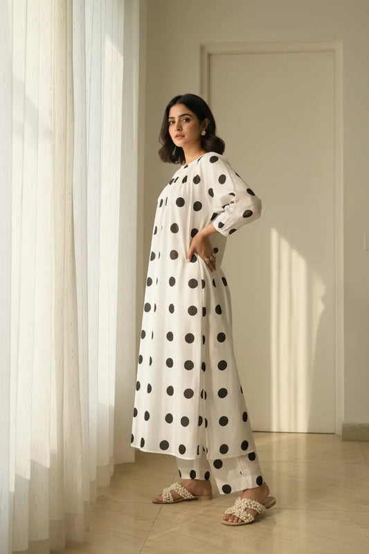 Classic Polka Dots Kurta Set
