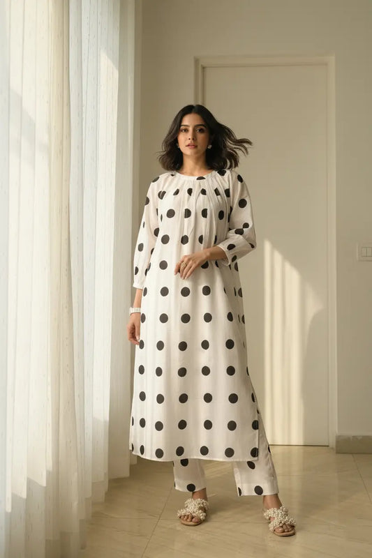 Classic Polka Dots Kurta Set
