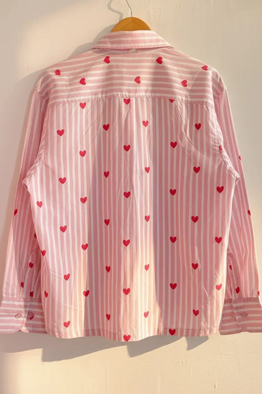 Cupid Kiss Pink Stripe Heart Shirt