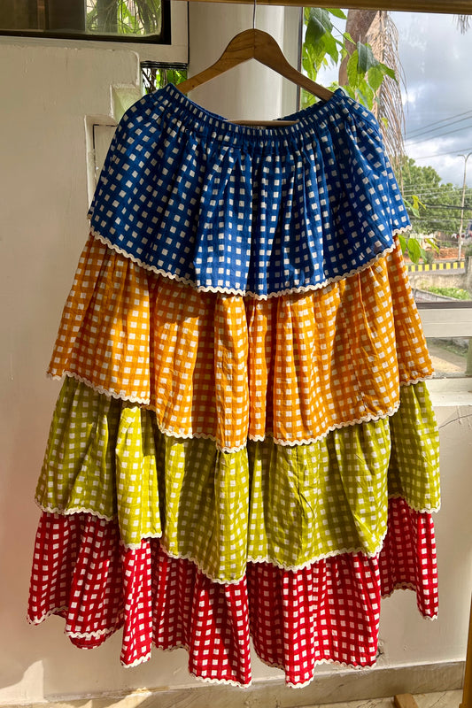 Candy Swirl Ruffled Maxi Skirt