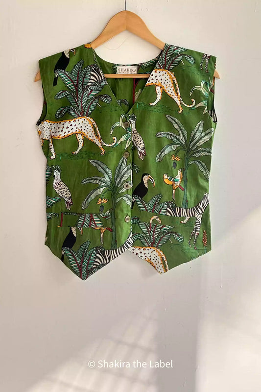 Green Jungle Waist Coat