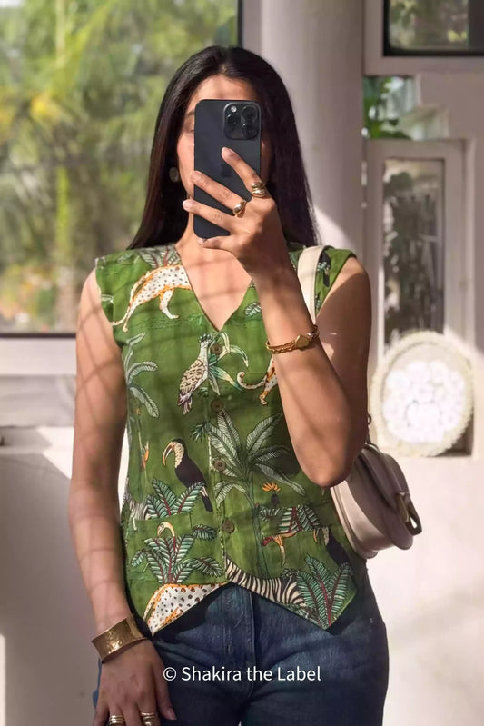 Green Jungle Waist Coat