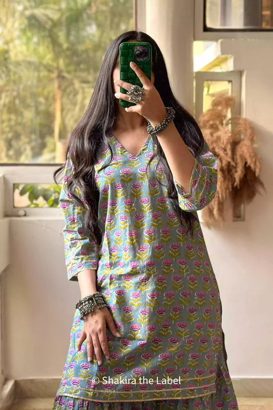 Grey Daisy Sharara Set