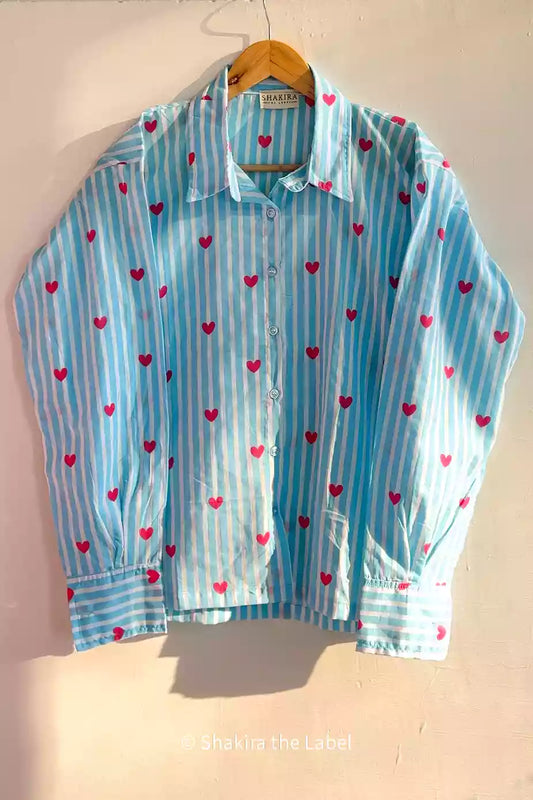 Little Heart Printed Cotton Shirt