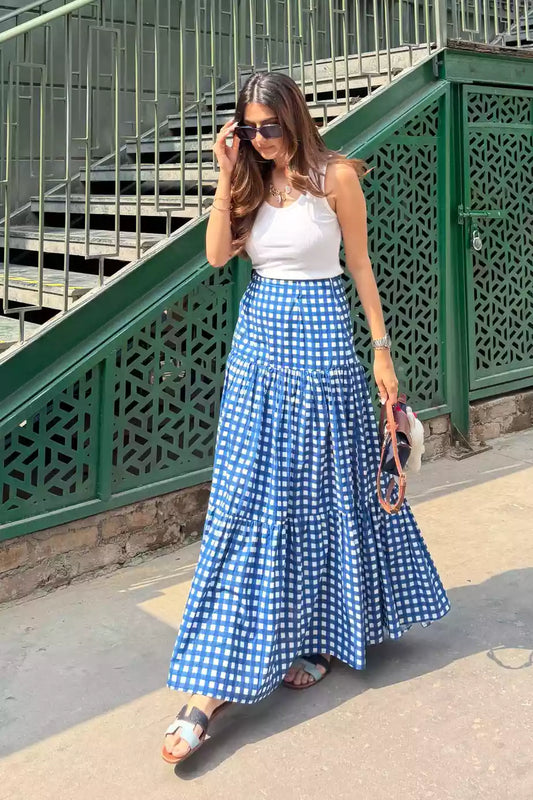 Luna Blue Gingham Skirt