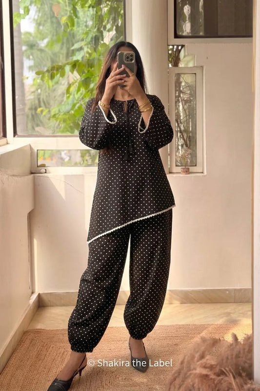 Midnight Polka Co-ord (With Balloon Trouser)
