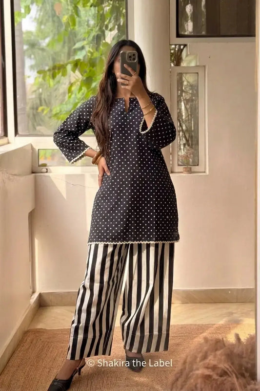 Midnight Polka & Stripe Farshi Set