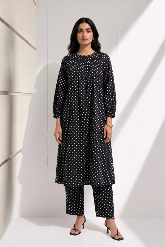 Midnight Polka Dots Kurta Set