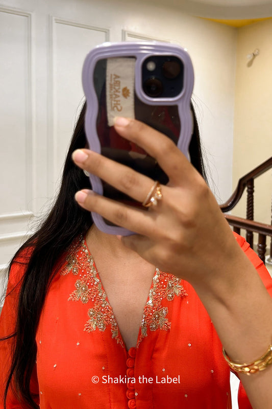 Orange Georgette Anarkali Gown