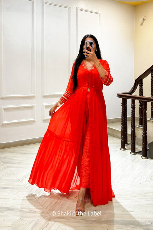Orange Floor Length Gown