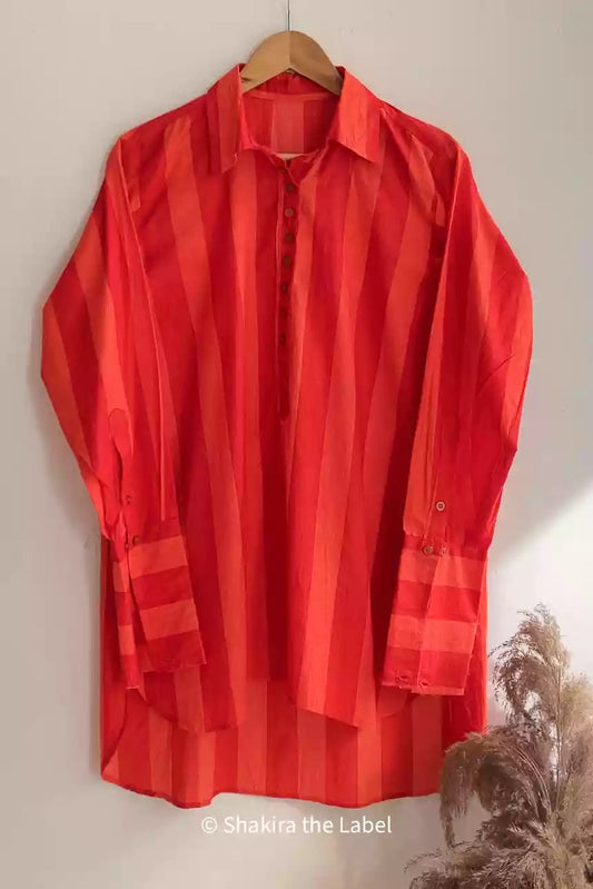 Orange Strip Over Sized Kurta Shirt