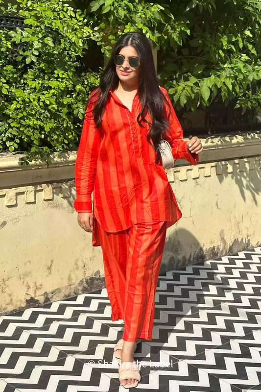 Cotton Coord Set, Stripe Set, Cotton Kurta, Cotton Set