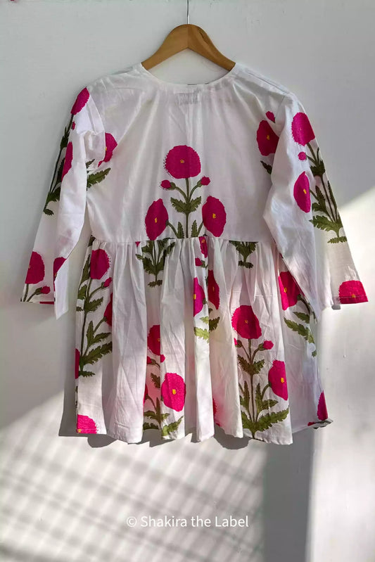 Pink Mughal Butta Hand Block Pure Cotton Print Shrug