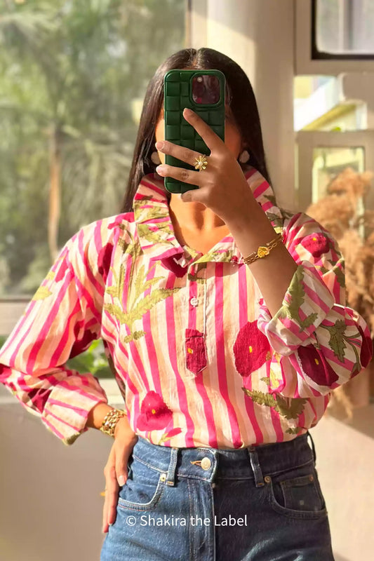 Pink Poppy Statement Collar Top