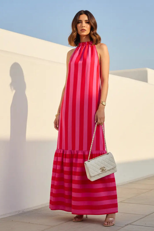 Pink Velvet Stripe Maxi