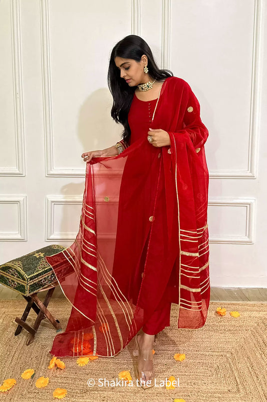 Red Mirage Georgette Anarkali