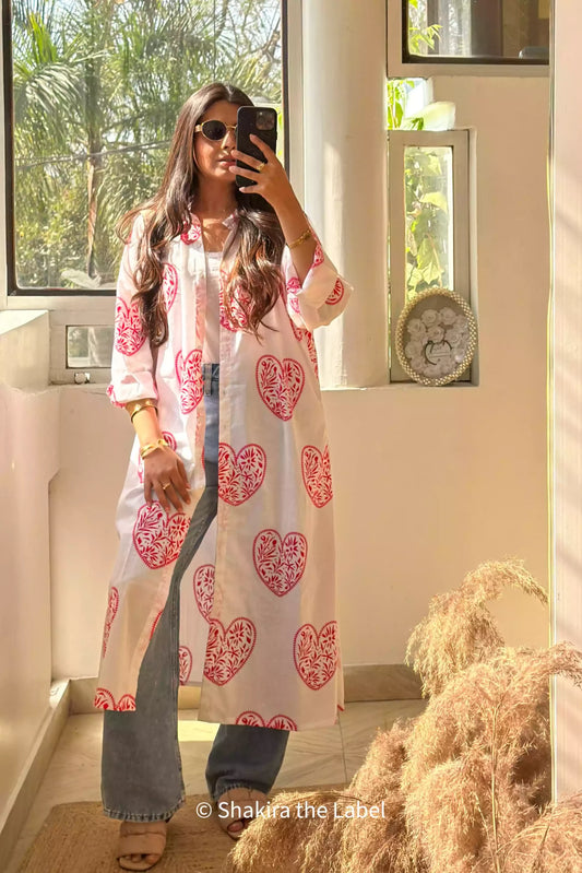 Red Heart Printed Cotton Shirt