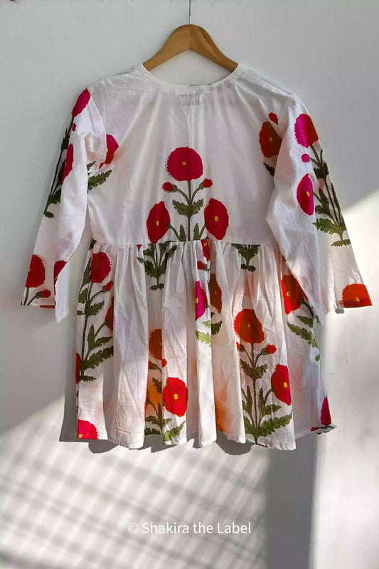 Red Mughal Butta Cotton Shrug, shrug, cotton shrug, hand block print, pure cotton