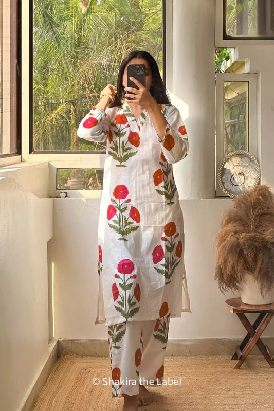 Red Mughal Butta Kurta Coord Set