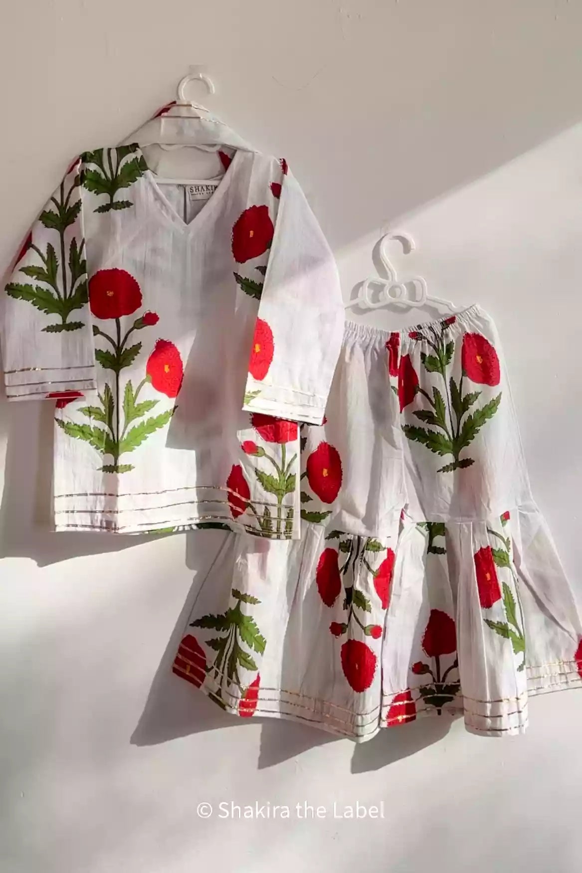 Kids Festive Wear, Mughal Butta Sharara Set, Cotton Handblock Print, Kids Wear, Suit Set