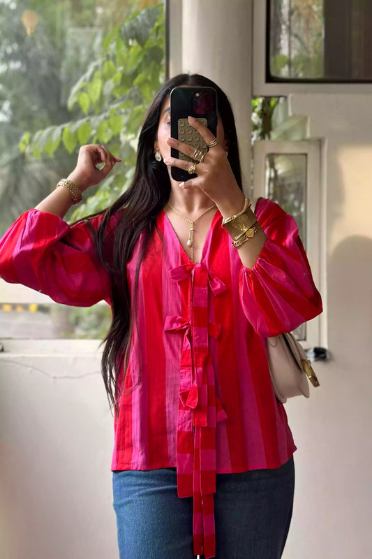 Red Velvet Bow Tie Top