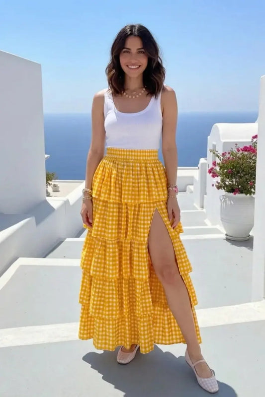 Rhodes Tiered Slit Skirt