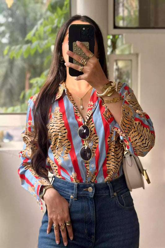 Sleeping Tiger in Blue & Orange