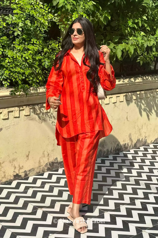 Cotton Coord Set, Stripe Set, Cotton Kurta, Cotton Set