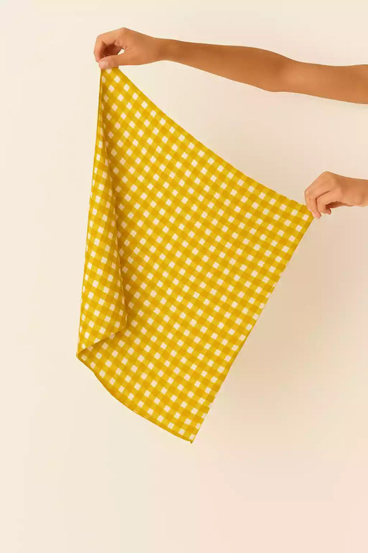 Cute yellow gingham bandana for summer vibe