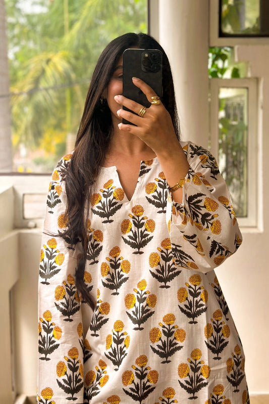 Yellow Mini Poppy Kurta Coord