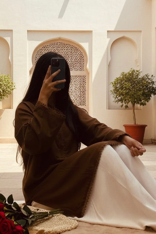 Coca Berry Pashmina Kurta & Farshi Salwar Set