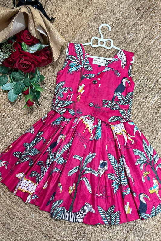 Pink Jungle skirt & waist coat Mini
