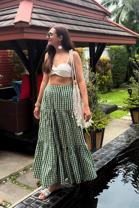 Meadow Mist Green Checkered Skirt