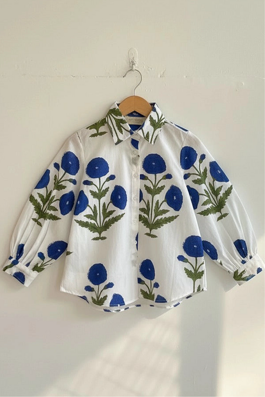 Blue Mughal Poppy Mini Shirt
