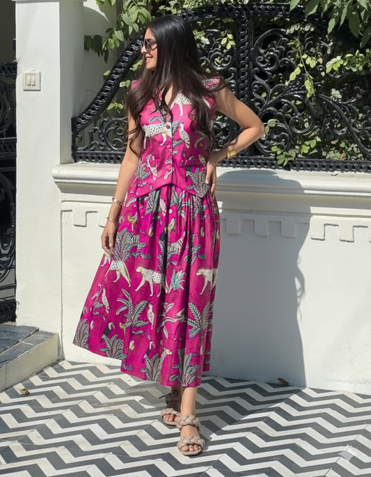 Pink Poise Safari Skirt & Waistcoat
