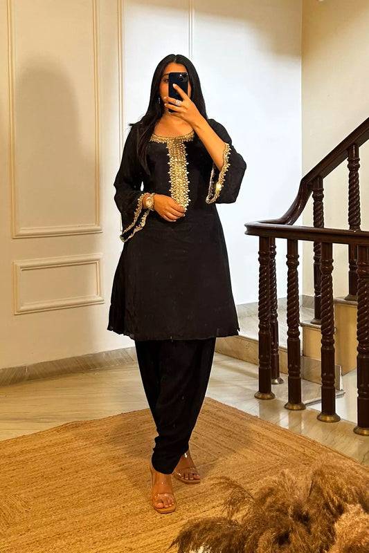 Black Mirror Embroidery Kurta