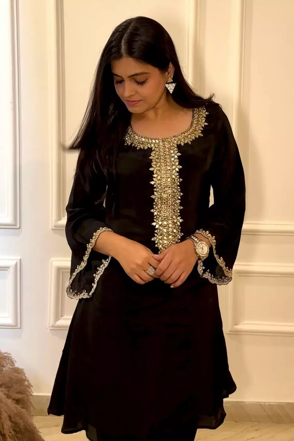 Black Mirror Embroidery Kurta