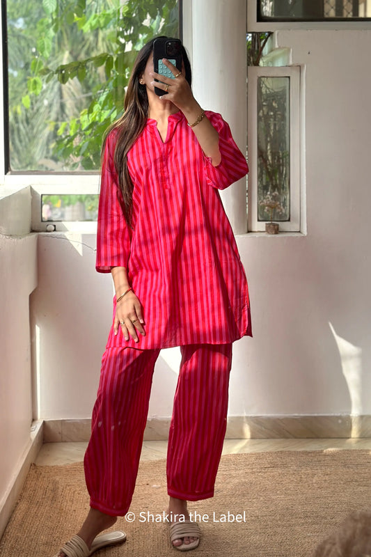 Berry Blush Co-ord Set (With Balloon Pants)